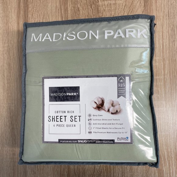 Madison Park Other - MADISON PARK SHEET SET SAGE QUEEN SIZE FITTED & FLAT SHEET WITH TWO PILLOWCASES